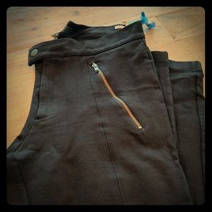 J.Crew Black Ponte Ankle Pants w/ Zip Pockets, 00